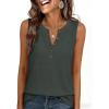 image:imageANRABESS Womens Tank Top Waffle Knit Sleeveless Henley Shirts 2026 Summer Loose Button Up V Neck Dressy Casual Tops ClothesArmy Green