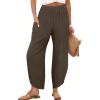 image:imageANRABESS Womens Wide Leg Palazzo Capri Pants 2026 Summer Casual High Waisted Barrel Lounge Flowy Cropped Beach Work TrousersCoffee