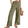 image:imageANRABESS Womens Wide Leg Palazzo Linen Pants High Waist Split Ankle Casual Lounge Beach Vacation Pants 2026 Spring SummerArmy Green
