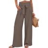 image:imageANRABESS Womens Wide Leg Palazzo Pants Belted High Waisted Business Casual Flowy Long Trousers with PocketsCoffee