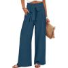 image:imageANRABESS Womens Wide Leg Palazzo Pants Belted High Waisted Business Casual Flowy Long Trousers with PocketsDeep Bule