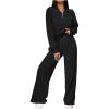 image:imageWomen 2 Piece Outfits Sweatsuit Set 2023 Fall Oversized Half Zip Sweatshirt Wide Leg Sweatpant Lounge Set Tracksuits