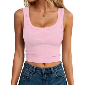 image:imageANRABESS Tank Tops for Women Scoop Neck Crop Sleeveless Top Summer Going Out Basic Tee Cute Ribbed Slim Shirts Clothes 2026Pink