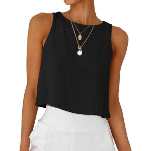 image:imageANRABESS Women Crop Tank Tops High Neck Sleeveless Shirts 2026 Summer Outfits Casual Blouse Beach Vacation ClothesBlack
