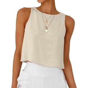 image:imageANRABESS Women Crop Tank Tops High Neck Sleeveless Shirts 2026 Summer Outfits Casual Blouse Beach Vacation ClothesLight Yellow