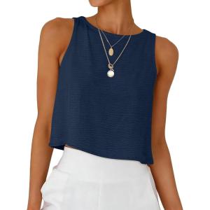 image:imageANRABESS Women Crop Tank Tops High Neck Sleeveless Shirts 2026 Summer Outfits Casual Blouse Beach Vacation ClothesNavy Blue