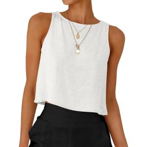 image:imageANRABESS Women Crop Tank Tops High Neck Sleeveless Shirts 2026 Summer Outfits Casual Blouse Beach Vacation ClothesWhite