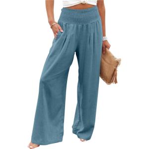 image:imageANRABESS Women Linen Palazzo Pants Summer Boho Wide Leg High Waist Casual Lounge Pant 2026 Beach Travel Vacation OutfitsLake