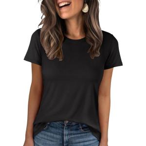 image:imageANRABESS Women Short Sleeve Tops Summer Basic Tee WrinkleFree Trendy Cute T Shirts 2026 Spring Business Casual OutfitsBlack
