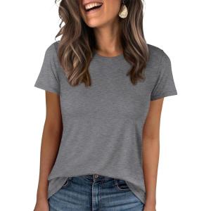 image:imageANRABESS Women Short Sleeve Tops Summer Basic Tee WrinkleFree Trendy Cute T Shirts 2026 Spring Business Casual OutfitsGrey