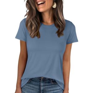 image:imageANRABESS Women Short Sleeve Tops Summer Basic Tee WrinkleFree Trendy Cute T Shirts 2026 Spring Business Casual OutfitsGrey Blue