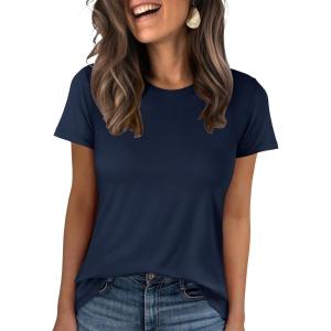 image:imageANRABESS Women Short Sleeve Tops Summer Basic Tee WrinkleFree Trendy Cute T Shirts 2026 Spring Business Casual OutfitsNavy Blue