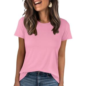 image:imageANRABESS Women Short Sleeve Tops Summer Basic Tee WrinkleFree Trendy Cute T Shirts 2026 Spring Business Casual OutfitsPink