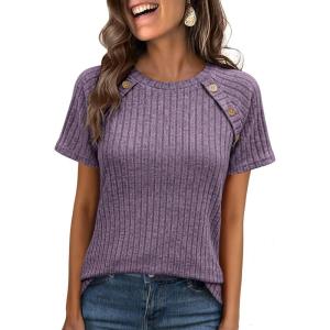 image:imageANRABESS Women Short Sleeve Tops Summer Sweater 2026 Dressy Shirts Business Casual Tunic Blouses Trendy Work ClothesPurple
