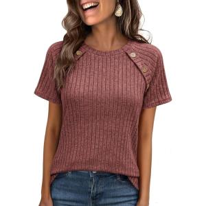 image:imageANRABESS Women Short Sleeve Tops Summer Sweater 2026 Dressy Shirts Business Casual Tunic Blouses Trendy Work ClothesRust Orange