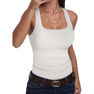 image:imageANRABESS Womens Double Lined Tank Top Racerback Basic Shirts Summer Fashion Clothing 2026Beige