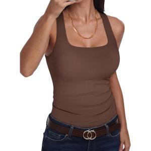 image:imageANRABESS Womens Double Lined Tank Top Racerback Basic Shirts Summer Fashion Clothing 2026Brown