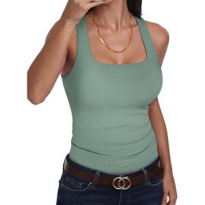 image:imageANRABESS Womens Double Lined Tank Top Racerback Basic Shirts Summer Fashion Clothing 2026Grey Green