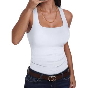 image:imageANRABESS Womens Double Lined Tank Top Racerback Basic Shirts Summer Fashion Clothing 2026White