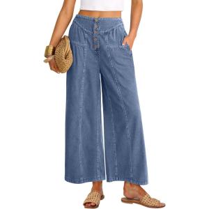 image:imageANRABESS Womens Wide Leg Barrel Jeans 2026 Fashion Spring Baggy High Waisted Trendy Cropped Flowy Denim Pants with PocketsWater Blue