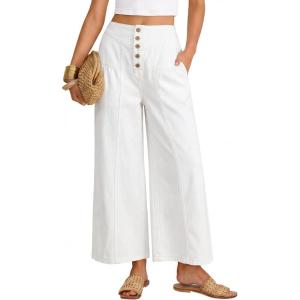 image:imageANRABESS Womens Wide Leg Barrel Jeans 2026 Fashion Spring Baggy High Waisted Trendy Cropped Flowy Denim Pants with PocketsWhite