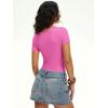 image:imageANRABESS Bodysuits for Women short sleeve Tops Henley Scoop Neck Slim Fit Ribbed Knit Soft Basic Shirts 2026 Summer OutfitsHot Pink
