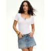 image:imageANRABESS Bodysuits for Women short sleeve Tops Henley Scoop Neck Slim Fit Ribbed Knit Soft Basic Shirts 2026 Summer OutfitsWhite