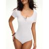 image:imageANRABESS Bodysuits for Women short sleeve Tops Henley Scoop Neck Slim Fit Ribbed Knit Soft Basic Shirts 2026 Summer OutfitsWhite
