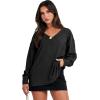 image:imageANRABESS Oversized Long Sleeve Shirts for Women Off the Shoulder Sweatshirt Loose V Neck Tunic Tops High Low Sweater 2025Black