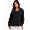 image:imageANRABESS Oversized Long Sleeve Shirts for Women Off the Shoulder Sweatshirt Loose V Neck Tunic Tops High Low Sweater 2025Black