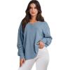 image:imageANRABESS Oversized Long Sleeve Shirts for Women Off the Shoulder Sweatshirt Loose V Neck Tunic Tops High Low Sweater 2025Blue