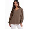 image:imageANRABESS Oversized Long Sleeve Shirts for Women Off the Shoulder Sweatshirt Loose V Neck Tunic Tops High Low Sweater 2025Brown