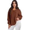 image:imageANRABESS Oversized Long Sleeve Shirts for Women Off the Shoulder Sweatshirt Loose V Neck Tunic Tops High Low Sweater 2025Caramel