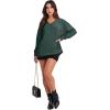 image:imageANRABESS Oversized Long Sleeve Shirts for Women Off the Shoulder Sweatshirt Loose V Neck Tunic Tops High Low Sweater 2025Dark Green