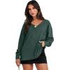 image:imageANRABESS Oversized Long Sleeve Shirts for Women Off the Shoulder Sweatshirt Loose V Neck Tunic Tops High Low Sweater 2025Dark Green