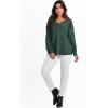 image:imageANRABESS Oversized Long Sleeve Shirts for Women Off the Shoulder Sweatshirt Loose V Neck Tunic Tops High Low Sweater 2025Dark Green