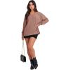 image:imageANRABESS Oversized Long Sleeve Shirts for Women Off the Shoulder Sweatshirt Loose V Neck Tunic Tops High Low Sweater 2025Deep Apricot