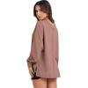 image:imageANRABESS Oversized Long Sleeve Shirts for Women Off the Shoulder Sweatshirt Loose V Neck Tunic Tops High Low Sweater 2025Deep Apricot
