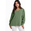 image:imageANRABESS Oversized Long Sleeve Shirts for Women Off the Shoulder Sweatshirt Loose V Neck Tunic Tops High Low Sweater 2025Green