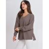 image:imageANRABESS Oversized Long Sleeve Shirts for Women Off the Shoulder Sweatshirt Loose V Neck Tunic Tops High Low Sweater 2025Light Brown
