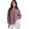 image:imageANRABESS Oversized Long Sleeve Shirts for Women Off the Shoulder Sweatshirt Loose V Neck Tunic Tops High Low Sweater 2025Light Purple