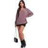 image:imageANRABESS Oversized Long Sleeve Shirts for Women Off the Shoulder Sweatshirt Loose V Neck Tunic Tops High Low Sweater 2025Light Purple