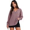 image:imageANRABESS Oversized Long Sleeve Shirts for Women Off the Shoulder Sweatshirt Loose V Neck Tunic Tops High Low Sweater 2025Light Purple