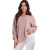 image:imageANRABESS Oversized Long Sleeve Shirts for Women Off the Shoulder Sweatshirt Loose V Neck Tunic Tops High Low Sweater 2025Pink