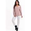 image:imageANRABESS Oversized Long Sleeve Shirts for Women Off the Shoulder Sweatshirt Loose V Neck Tunic Tops High Low Sweater 2025Pink