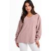 image:imageANRABESS Oversized Long Sleeve Shirts for Women Off the Shoulder Sweatshirt Loose V Neck Tunic Tops High Low Sweater 2025Pink