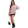 image:imageANRABESS Oversized Long Sleeve Shirts for Women Off the Shoulder Sweatshirt Loose V Neck Tunic Tops High Low Sweater 2025Pink