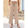 image:imageANRABESS Palazzo Pants for Women Summer Casual Flowy High Waist Wide Leg Capri Pants 2026 Loose Lounge Cropped Beach TrousersKhaki