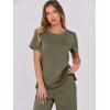 image:imageANRABESS Women 2 Piece Lounge Sets Summer Travel Sweat Outfits Short Sleeve Wide Leg Casual Matching Tracksuits ClothesArmy Green