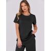 image:imageANRABESS Women 2 Piece Lounge Sets Summer Travel Sweat Outfits Short Sleeve Wide Leg Casual Matching Tracksuits ClothesBlack
